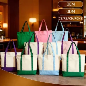 Customized Large Capacity Women’s Tote Bags For Daily Use Custom Foldable Eco friendly Cotton Canvas Shopping Bags With Logo