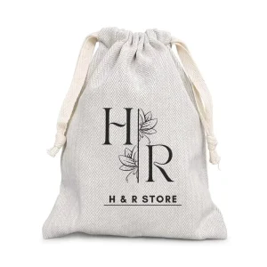 Customized Large Muslin Cotton Clothes Packing Bag Logo Printed Organic Cotton Dust Cover Drawstring Bag For Gift Shoe Handbag