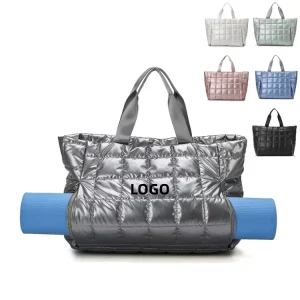 Customized Large Yoga Tote Bag for Women Lightweight Travel Tote Handbags Puffer Tote Bag Gym Fitness Bags Quilted Work Bag
