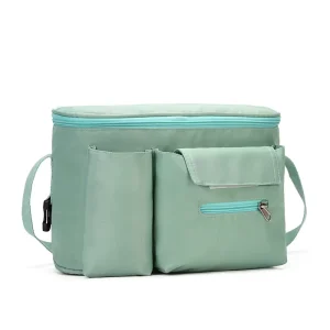Customized Logo Gray Baby Durable Diaper Bag Multi functional Mommy Nursery Portable Large Capacity Modern Printed Polyester