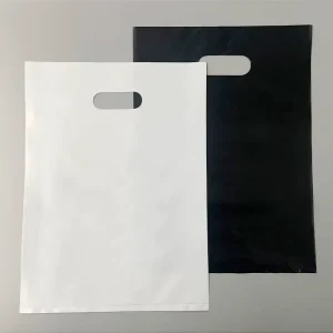 Customized Logo Multi Size Durable Thank You Reusable Plastic Bags with Die Cut Handles Boutique Gift Shopping Carry To go Bags