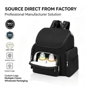 Customized Logo Waterproof Backpack Diaper Bag Fashion Style Stroller Clips for Mommy and Baby Travel Handbag
