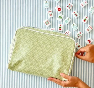 Customized Modern Fashion Stripe Makeup Cosmetic for Travel Large Patterned Toiletry & Coat Bag MAHJONG Tile