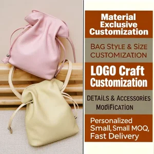 Customized New Design Drawstring Lucky Bag High-quality Genuine Leather Women’s Shoulder Bag OEM Mini Crossbody Bag