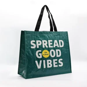 Customized PP Woven Tote Bag Printing Letter Pattern Handle Shopping Tote Bag Extra Large for Supermarket Grocery