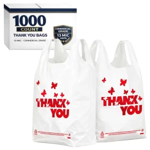 Customized Plastic T Shirt Bags Thank You Commercial Shopping Bags Handy Plastic Bags for Restaurant Supermarket
