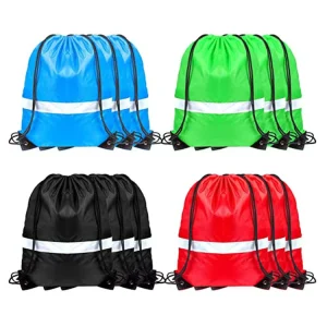 Customized Professional Oxford Polyester Drawstring Backpack with Reflective Strip String Cinch Sack Bag for Traveling