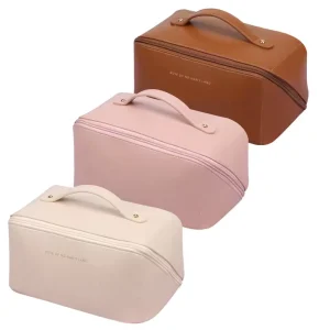Customized Pu Leather Toiletry Bag Female Large capacity Portable Makeup Organizer Cosmetic Bag
