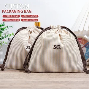 Customized Recyclable Poly Cotton Drawstring Gift Shopping Bag Custom Logo Printing Large Cotton Muslin For Clothes Shoe Dust