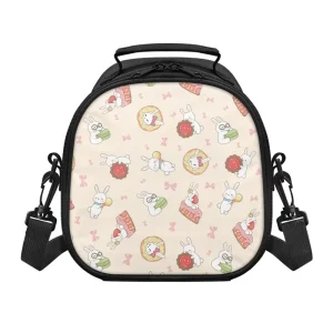 Cute foodie pattern Print on Demand Insulated Kids Lunch Bag With Shoulder Strap Custom Portable Picnic School Storage Bag