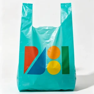 Cyan Disposable Vest Shopping Bag Eco friendly Leakproof Safe Material for Food Packaging Household Bag