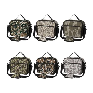 DG2 SS00036 No Moq Customization Pattern Camouflage Large Capacity Insulated PEVA Polyester Zipper Closure Portable Lunch Bag