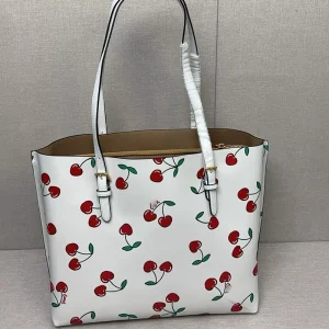 Designer Fashion Cherry Purse Women’s Genuine Leather Messenger Bag Portable Zipper Handbag for Ladies