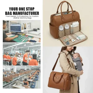 Diaper Bag Genuine Leather Mommy Tote Large Capacity Baby Organizer Bags With Bottle Pocket Travel Maternity OEM Manufacturer