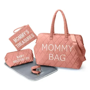 Diaper Bag Large Capacity Baby Quilted Diaper Caddy Bag Organizer Mummy Storage Bag