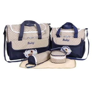 Diaper Bags for Baby 5PCS Water Dust Proof Multi functional Diaper Bag Set with Two Handbags Bottle Bag Small Lunch and Mat