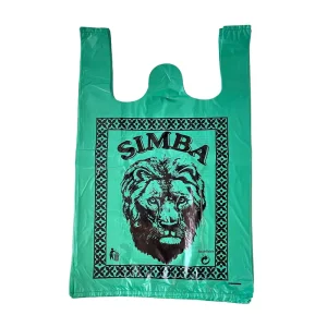 Direct Plastic Bag Factory Customized Plastic Shopping T Shirt Bag Popular Green Simba Bag in Congo Market Simba Calendar Bag