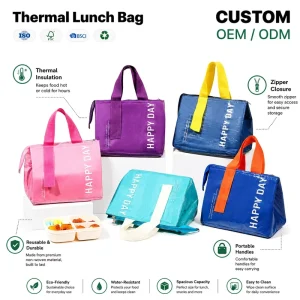 Dopamine inspired Thermal Lunch Bag for Office Workers Students Modern Minimalist Design Waterproof Oil proof Insulated Bag