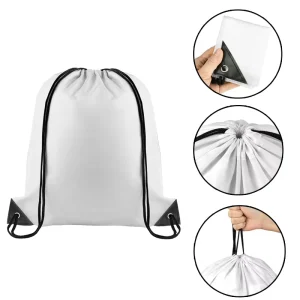 Drawstring Backpack Tote Bag Bulk White Polyester Letter Pattern Eco Friendly Recycled Nylon Gym Sport