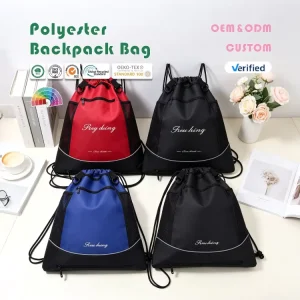 Drawstring Bag Waterproof 210D Polyester Sports Drawstring Bag Custom Logo