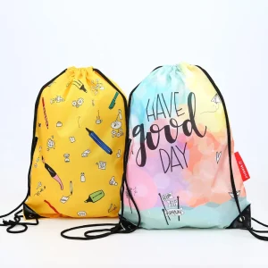 Drawstring Bag Waterproof Polyester Drawstring Backpack Bag Sports Draw String Bags Custom Logo Promotional