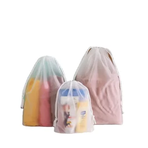 Drawstring Custom PE Clear Plastic Shoe Bags Packaging Foldable Drawstring Plastic Laundry Bag