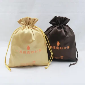 Drawstring Gift Bag Soft Satin Jewelry Packaging Pouch with Custom logo for Ring Bracelet Necklace Storage Display