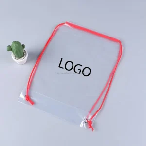 Drawstring Storage Bag Bear Plush Toy Doll Transparent Plastic LDPE Dust Backpack with Shoulder Strap