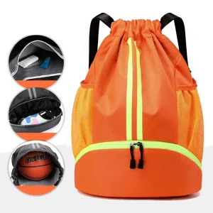 Dry Wet Separate Gym Club Swimming Badminton Training Running Sports Big Drawstring Backpack Double Shoulder Strap Storage Bag