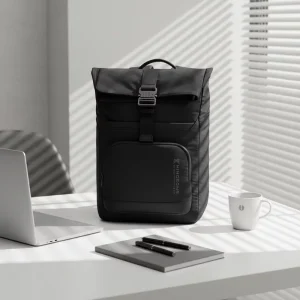 Durable 15.6-inch Men’s Polyester Laptop Backpack Zipper Secure Laptop Sleeve Compartment 25 Litre Capacity Business Backpack