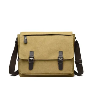 Durable Canvas Laptop Messenger Bag for Men Fashion Single Shoulder Crossbody Work Satchel