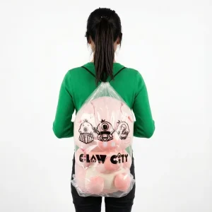 Durable Custom Logo Design Stylish Waterproof Drawstring Clear Transparent Plastic Bags for Doll Shoes Draw String Backpack Bag