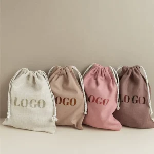 Durable Custom Logo Printed Organic Cotton Drawstring Packaging Bag Jewelry Canvas Drawstring Bag Cotton Dust Bag