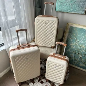Durable Silent Swivel Wheel Aluminum Trolley Suitcase Student Travel Case Fashionable ABS Hard Shell Lightweight Luggage
