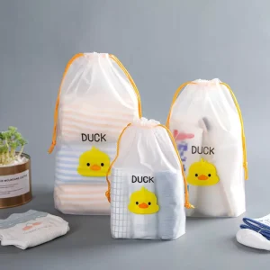 Durable Small Drawstring Bags Thickened Transparent Round Bottom Clothes Quilt Storage Packaging for Bedding