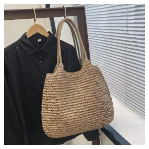 Durable Women’s Fashionable Woven Straw Shoulder Bag New Model Portable Suitable for Summer Vacations and Beach Trips
