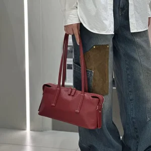 East West Bags Women Genuine Leather Shoulder Bag Fashion Large Capacity Tote Handbag Cowhide Underarm Bag