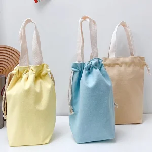 Eco Canvas Printed Cotton Linen Draw String Bags Gift Packaging Small Dust Drawstring Bag Custom Print Logo