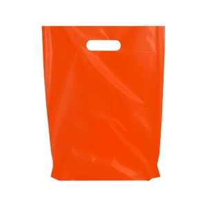 Eco Friendly Custom Logo Orange Clothing Packing Bag Boutique Plastic Merchandise Shopping Handle Die Cut Bags