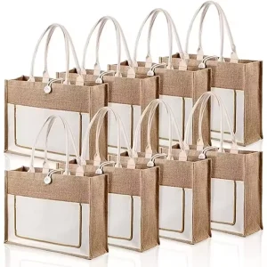 Eco Friendly High Quality Cotton Bag Jute Tote Custom Design Logo Waterproof Custom Beach Jute Canvas Tote Bag