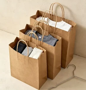 Eco Friendly Kraft Paper Tote Bags Recyclable Takeaway Packaging Bag for Coffee Milk Tea Shops Bakery Gift Store