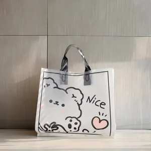 Eco Friendly LDPE Reusable Shopping Bags with Gravure Printing Patch Handle Moisture Proof for Clothing & Shoes