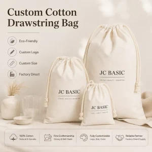 Eco Friendly Low MOQ Natural Recycled Cotton Drawstring Bag Reusable Breathable Dust Protector For Clothes And Accessories
