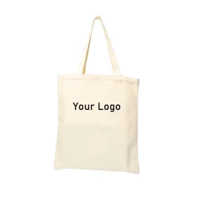 Eco Friendly Recycled 100% Natural Cotton Canvas Black Print Tote Bags