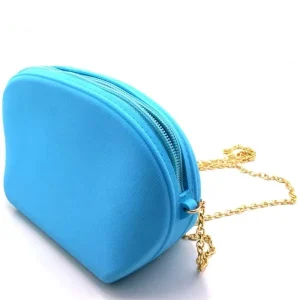 Eco Friendly Waterproof Silicone Ladies Makeup Bag with Zipper Closure Multiple Colors Customizable and Metal Chain Option