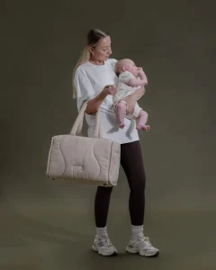 Eco-conscious Plush for Customizable Print Foldable Space-saving Travel Puffer Diaper Bag Waterproof Zipper Closure