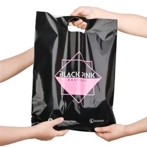 Eco friendly Compostable Biodegradable PE Carry Shopping Bags Custom Side Gusset with Own Logo for Clothes Plastic Shopping Bags