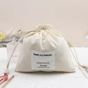Eco friendly Drawstring Makeup Cosmetic Packaging Cotton Bag Soft Muslin Cotton Gift Drawstring Dust Pouches