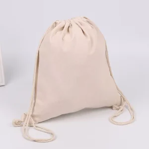 Eco friendly Folding Canvas Drawstring Bag with Custom Logo Black String Gift Bags