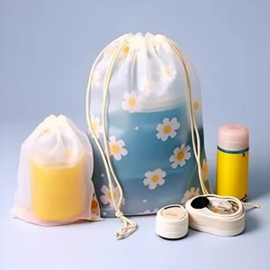 Eco friendly PEVA Packaging Clothing Plastic Drawstring Bag Waterproof Frosted Poly Bag With Draw String for Packing